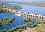 Aerial view of the spillway at the Ord River dam, Kununurra, Western Australia